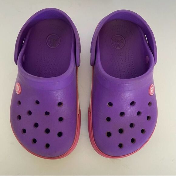 CROCS Purple Pink Slip-On Shoes Size 1 - Picture 2 of 6